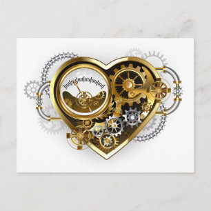 Steampunk Heart with a Manometer Announcement Postcard