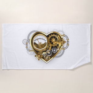 Steampunk Heart with a Manometer Beach Towel