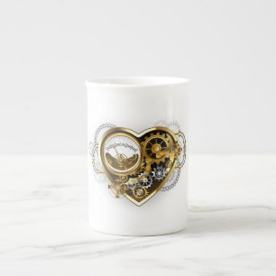Steampunk Heart with a Manometer Bone China Mug