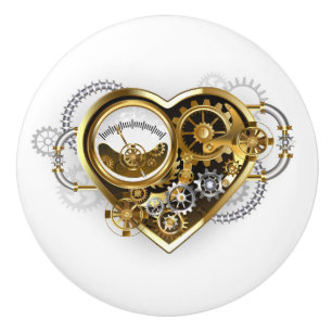 Steampunk Heart with a Manometer Ceramic Knob