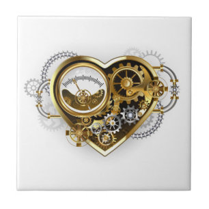 Steampunk Heart with a Manometer Ceramic Tile