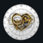 Steampunk Heart with a Manometer Dartboard<br><div class="desc">Mechanical,  volumetric,  steampunk heart with pressure gage,  steel and gold gears on white background. Steampunk style.</div>