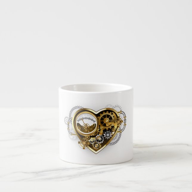 Steampunk Heart with a Manometer Espresso Cup (Front)