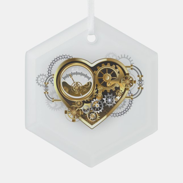 Steampunk Heart with a Manometer Glass Tree Decoration (Front)