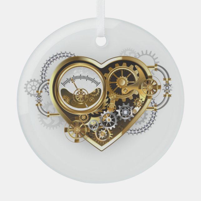 Steampunk Heart with a Manometer Glass Tree Decoration (Front)