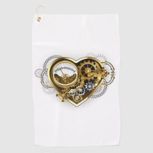 Steampunk Heart with a Manometer Golf Towel
