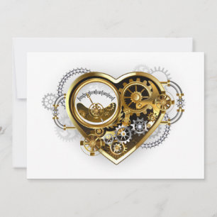 Steampunk Heart with a Manometer Invitation