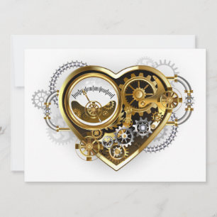 Steampunk Heart with a Manometer Invitation