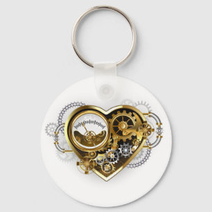 Steampunk Heart with a Manometer Key Ring