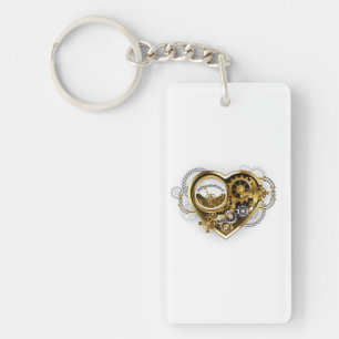 Steampunk Heart with a Manometer Key Ring
