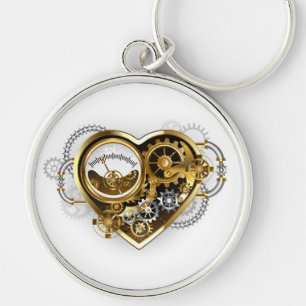 Steampunk Heart with a Manometer Key Ring