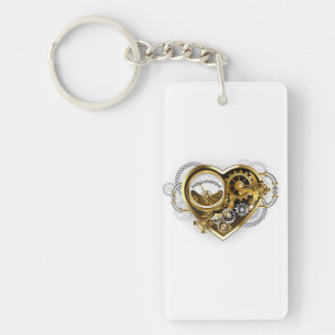 Steampunk Heart with a Manometer Key Ring