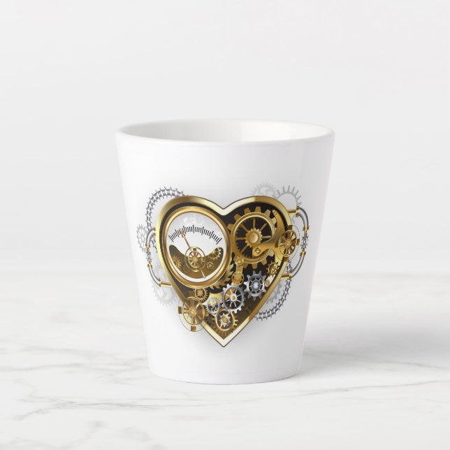 Steampunk Heart with a Manometer Latte Mug (Front)