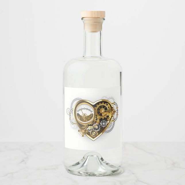 Steampunk Heart with a Manometer Liquor Bottle Label (Front)