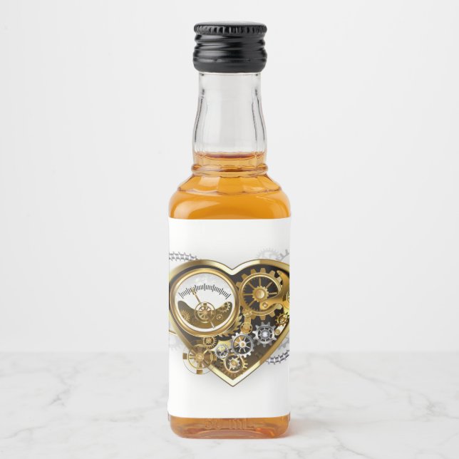Steampunk Heart with a Manometer Liquor Bottle Label (Front)