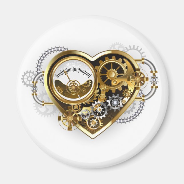 Steampunk Heart with a Manometer Magnet (Front)
