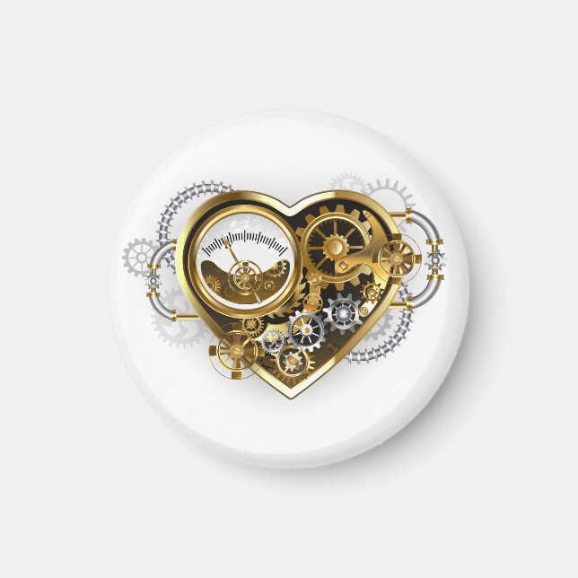 Steampunk Heart with a Manometer Magnet (Front)