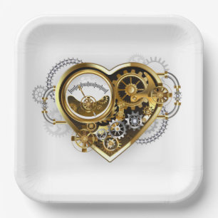 Steampunk Heart with a Manometer Paper Plate
