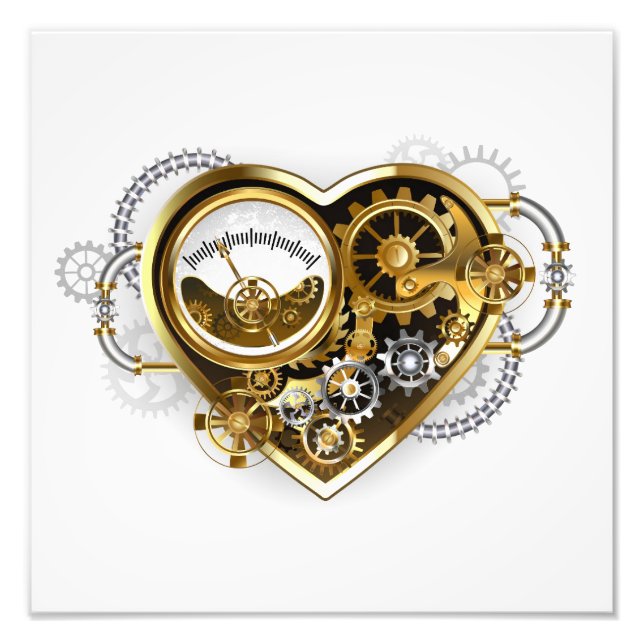 Steampunk Heart with a Manometer Photo Print (Front)