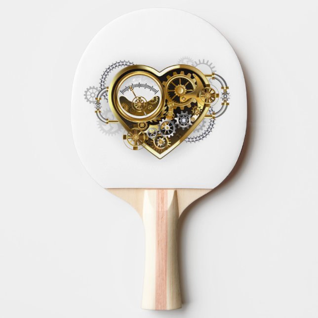 Steampunk Heart with a Manometer Ping Pong Paddle (Front)