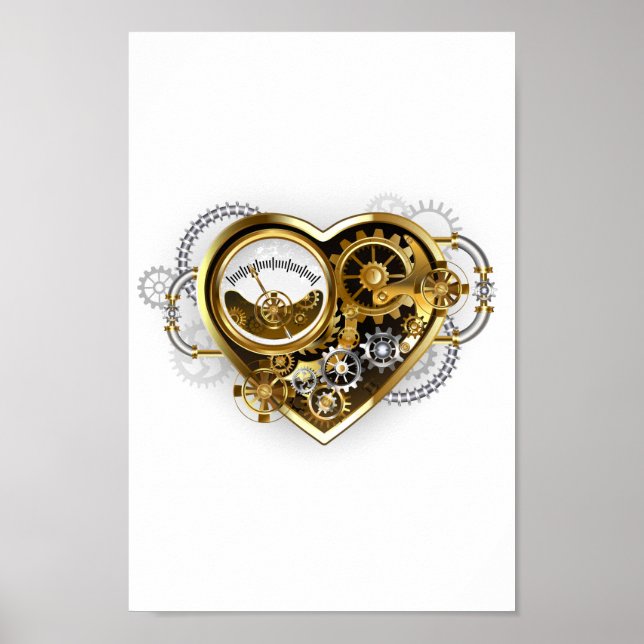 Steampunk Heart with a Manometer Poster (Front)