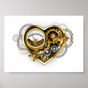 Steampunk Heart with a Manometer Poster