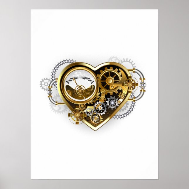 Steampunk Heart with a Manometer Poster (Front)