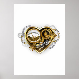 Steampunk Heart with a Manometer Poster