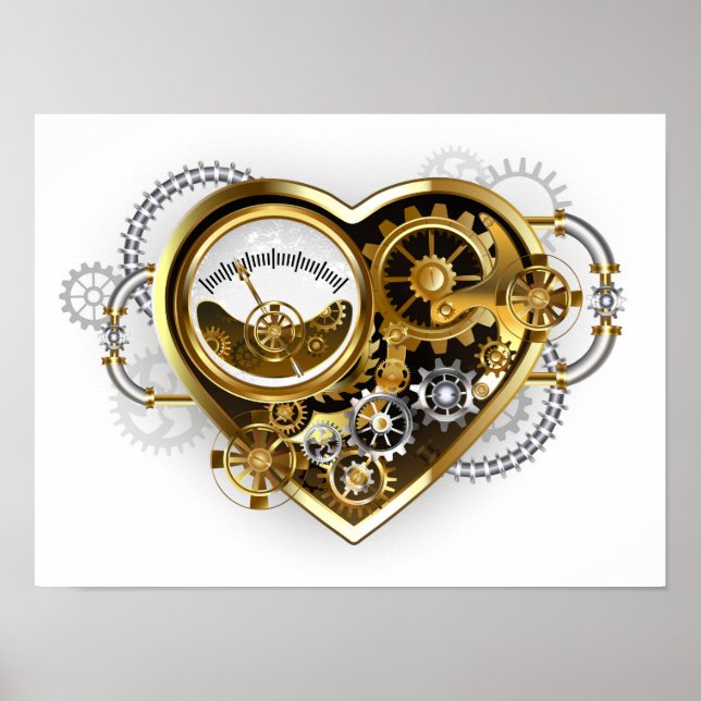 Steampunk Heart with a Manometer Poster (Front)