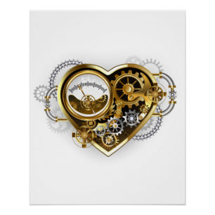 Steampunk Heart with a Manometer Poster