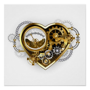 Steampunk Heart with a Manometer Poster