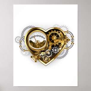 Steampunk Heart with a Manometer Poster