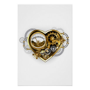 Steampunk Heart with a Manometer Poster