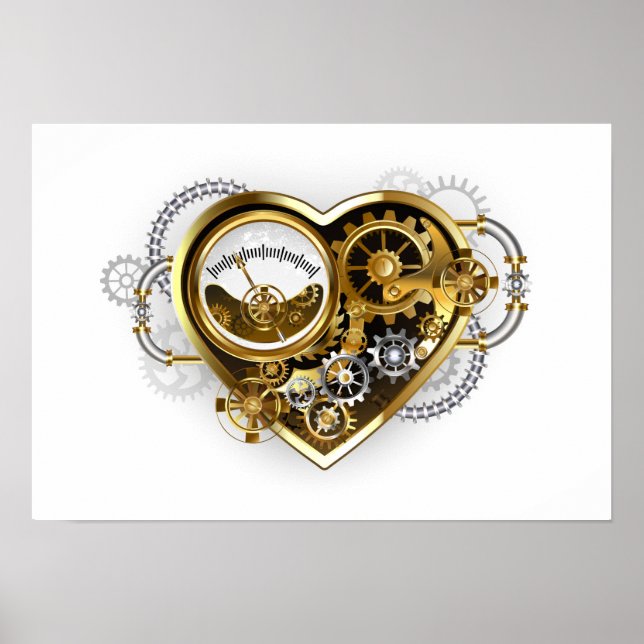 Steampunk Heart with a Manometer Poster (Front)