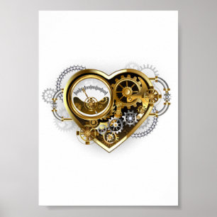 Steampunk Heart with a Manometer Poster