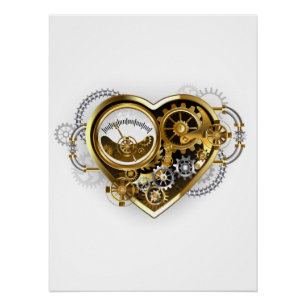 Steampunk Heart with a Manometer Poster