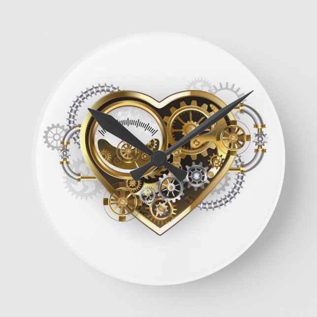 Steampunk Heart with a Manometer Round Clock (Front)
