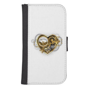 Steampunk Heart with a Manometer Samsung S4 Wallet Case