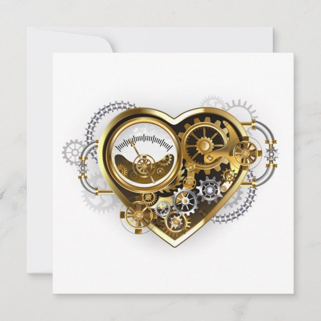 Steampunk Heart with a Manometer Save The Date (Front)