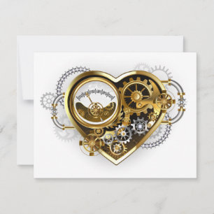 Steampunk Heart with a Manometer Save The Date