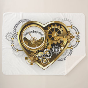 Steampunk Heart with a Manometer Sherpa Blanket