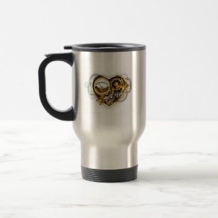 Steampunk Heart with a Manometer Travel Mug