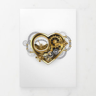 Steampunk Heart with a Manometer Tri-Fold Holiday Card