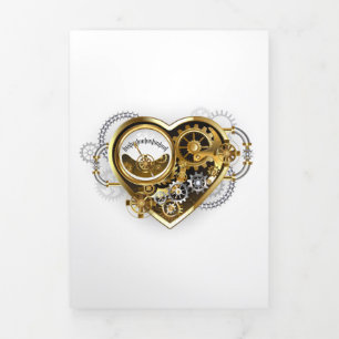 Steampunk Heart with a Manometer Tri-Fold Invitation
