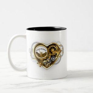 Steampunk Heart with a Manometer Two-Tone Coffee Mug