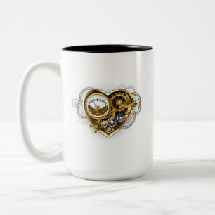 Steampunk Heart with a Manometer Two-Tone Coffee Mug