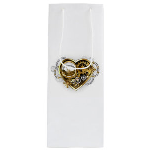 Steampunk Heart with a Manometer Wine Gift Bag