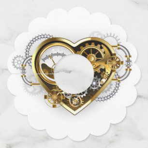 Steampunk Heart with a Manometer Wine Glass Tag