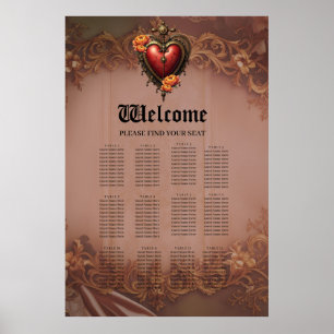 Steampunk Heart with Flowers Poster