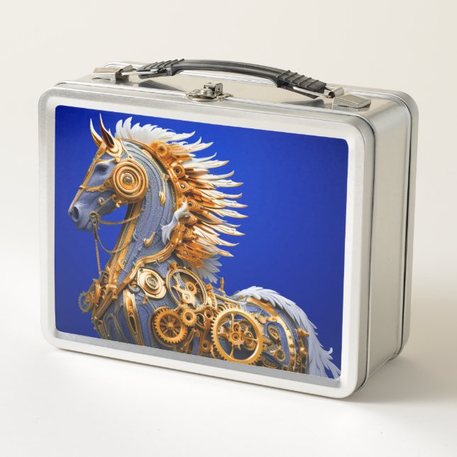 Steampunk Horse Metal Lunch Box (Front)
